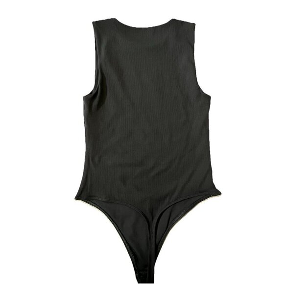 Aritzia Babaton Women's Contour 90s Bodysuit Size Medium Black Ribbed Tank - Picture 2 of 7
